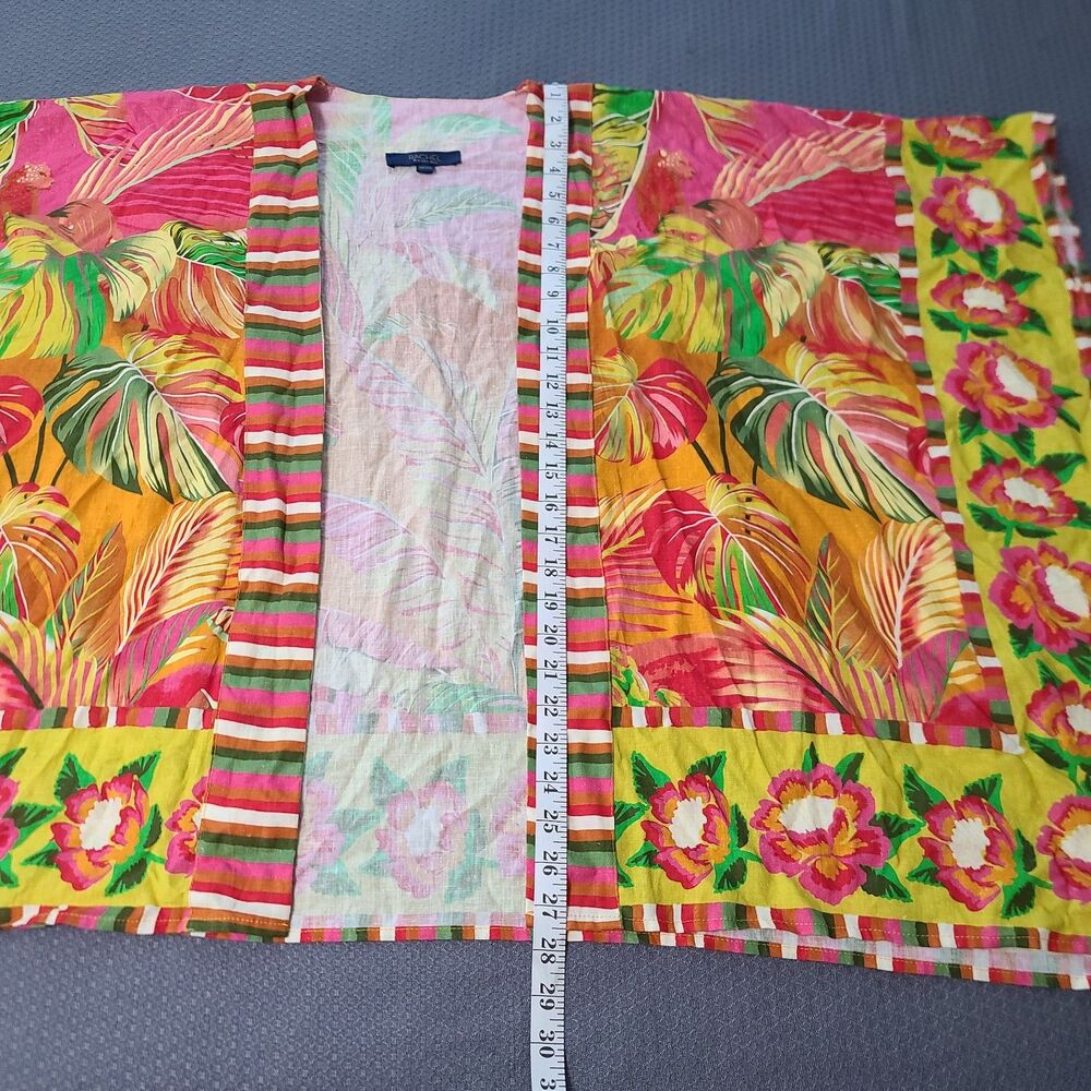 Rachel Roy- Tropical Summer Cover-Up Linen/Rayon Vibrant Kimono style One Size - Picture 7 of 7